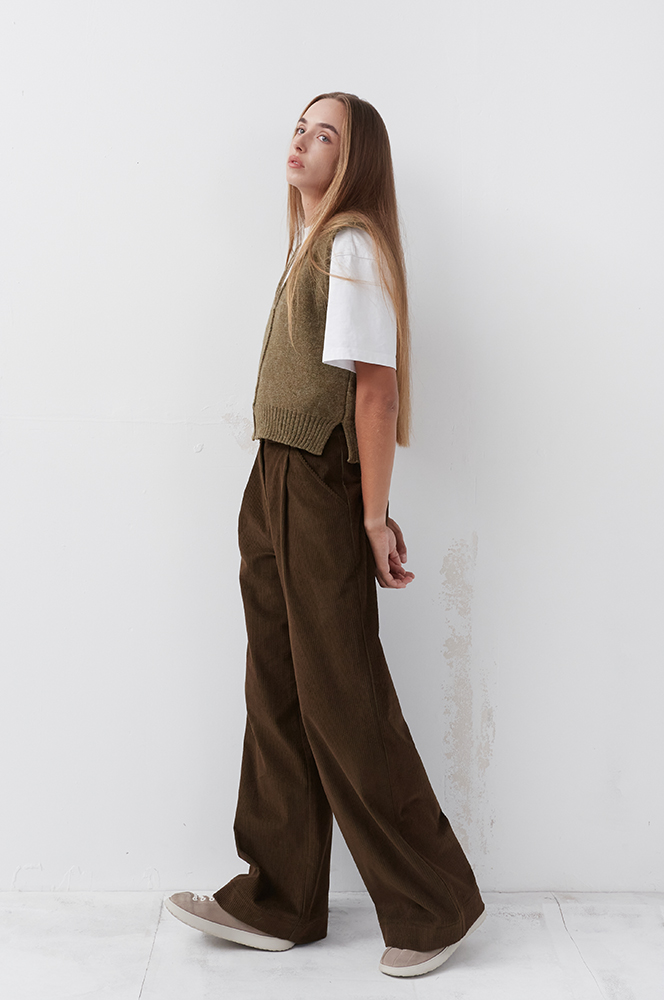 Штани широкі вельвет оливка (БР 82)